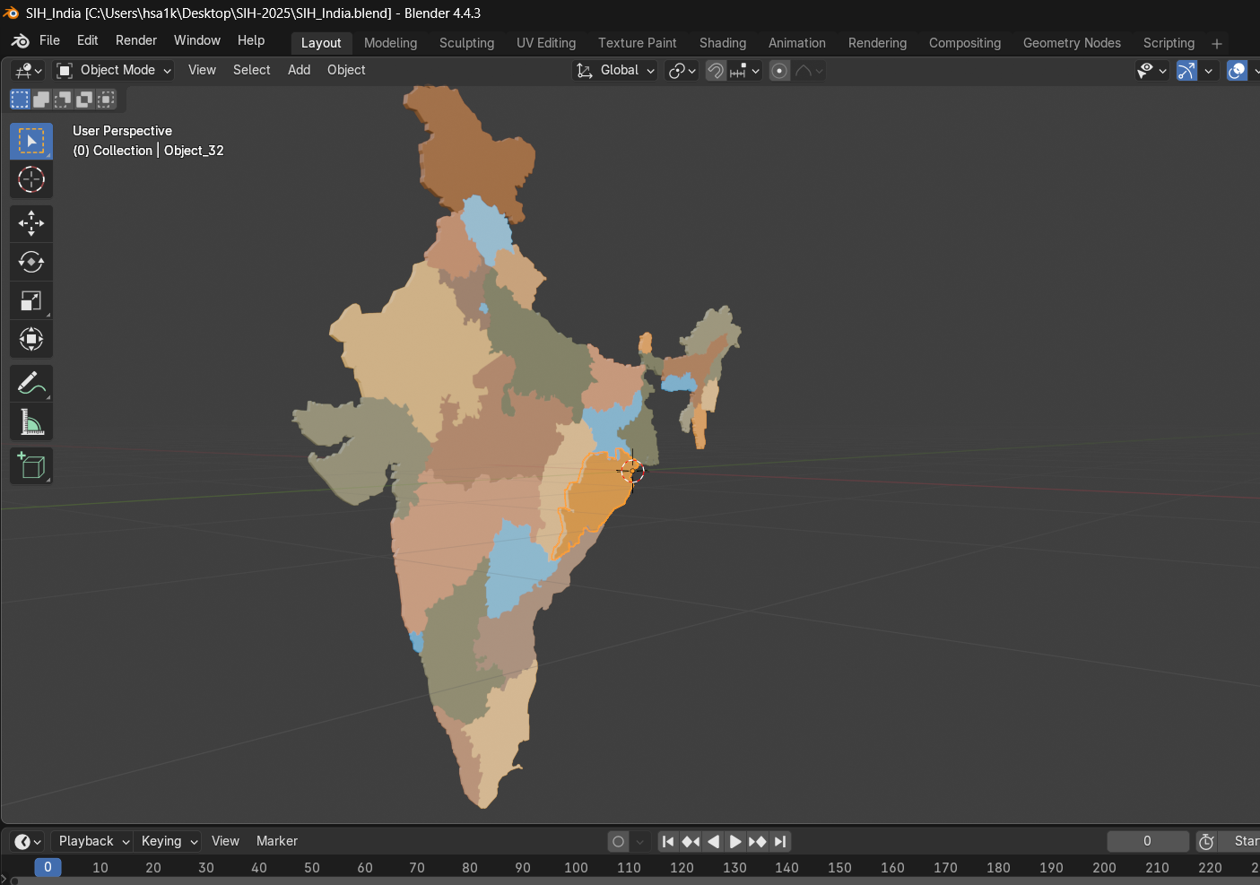 Indian Map in 3D